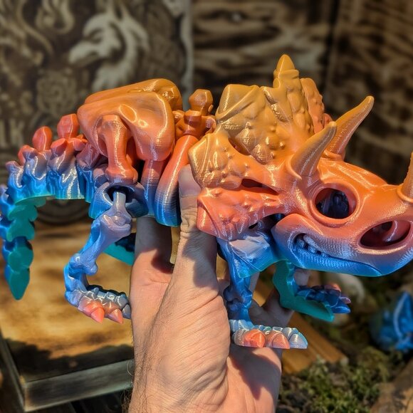 Skeleton Triceratops Flexible Articulated Fidget Toy Dinosaur Dino 3D Printed - Picture 5 of 11